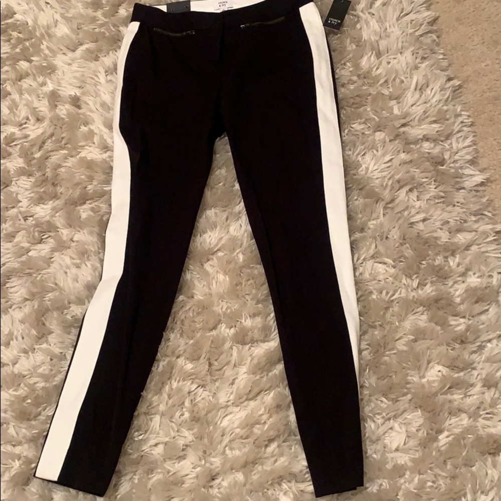 Black and white slim fit pants